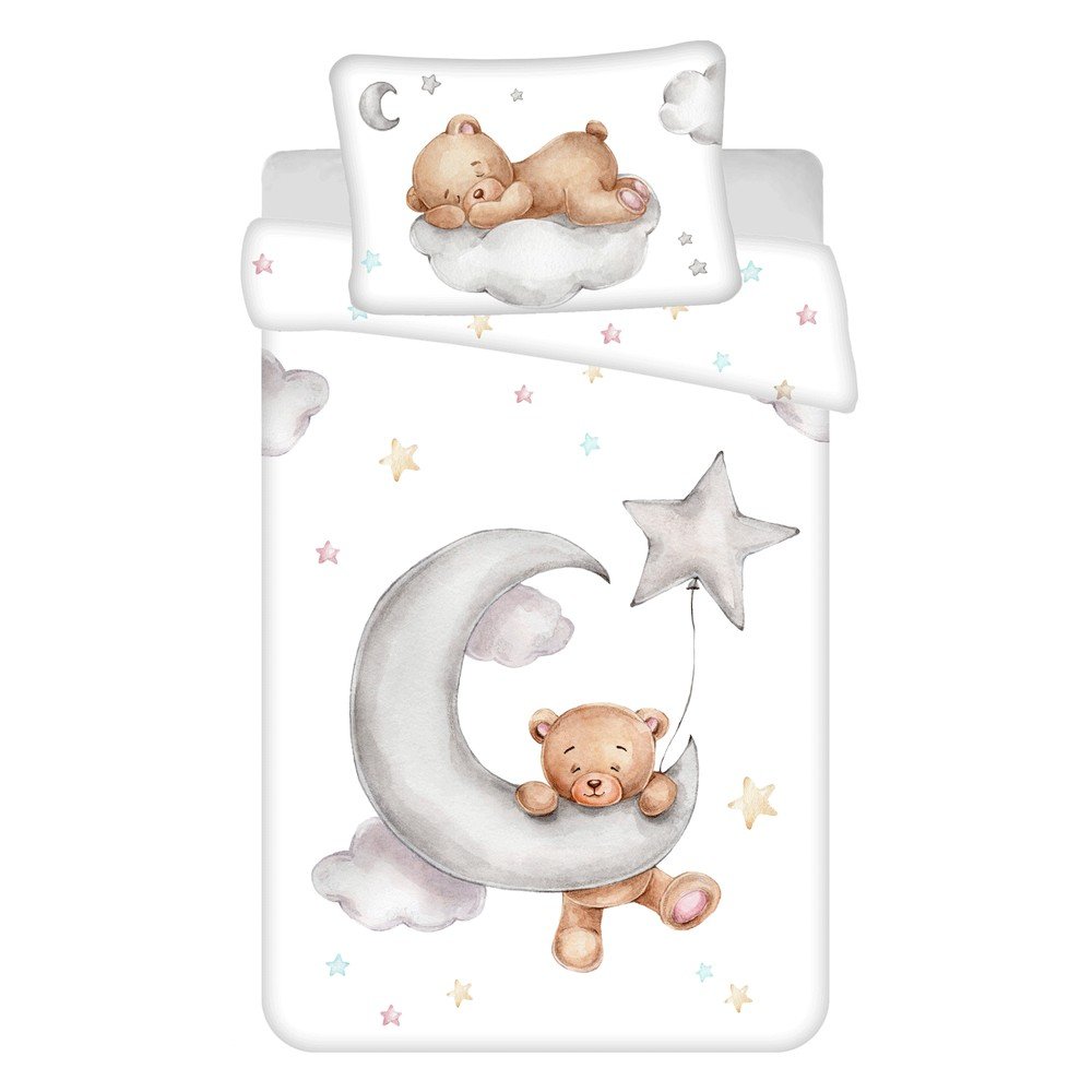 Set copripiumino e federa da bambini in cotone per culla 100x135 cm Teddy "Moon" – Jerry Fabrics | Biancheria da letto per bambini