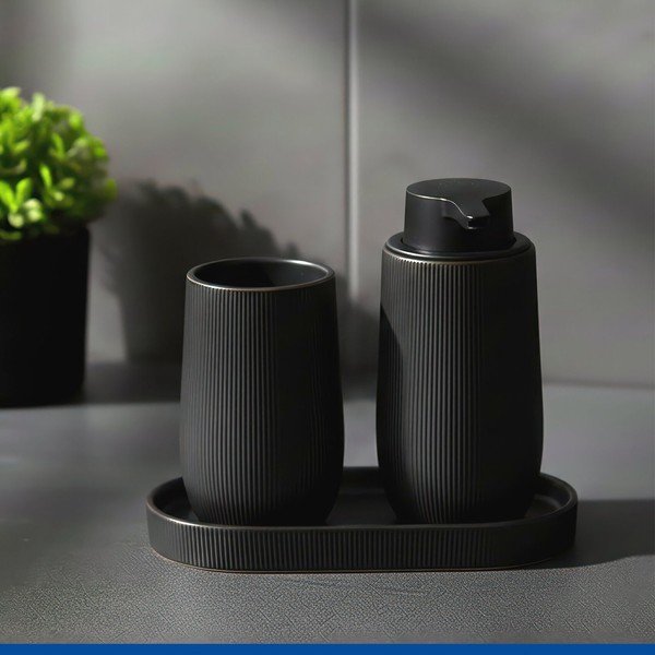 Organizer da bagno nero in ceramica Fablo – Wenko-image-1