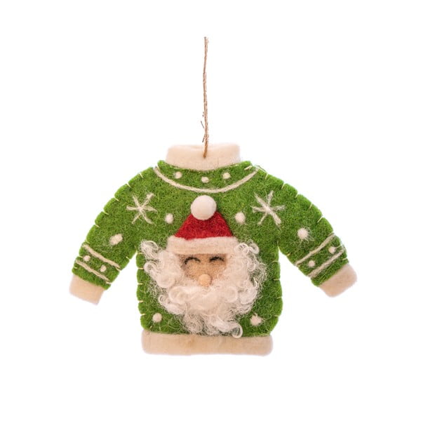 Decorazione per albero di natale in tessuto fatta a mano 12 cm Santa Jumper – Sass & Belle