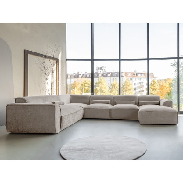 Divano angolare componibile beige (con penisola a sinistra/a forma di "U") Flex Felix – Miuform-image-1