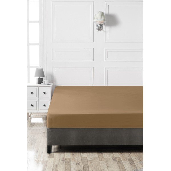 Lenzuolo con angoli marrone in cotone 140x200 cm – Mijolnir-image-2