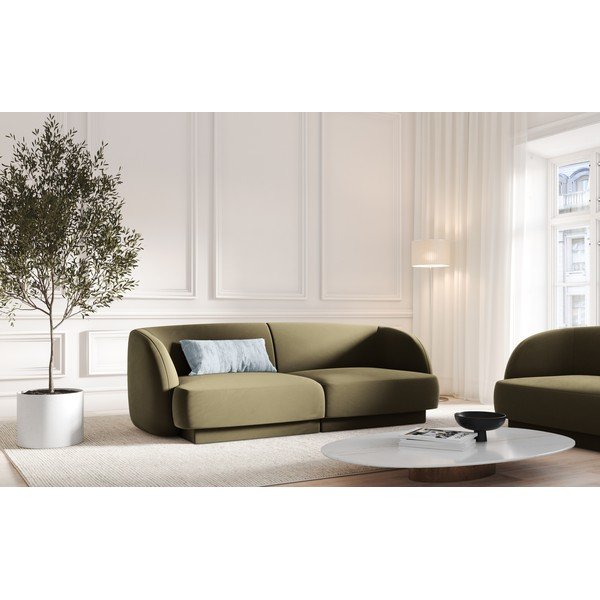 Divano in velluto verde 184 cm Miley - Micadoni Home-image-1