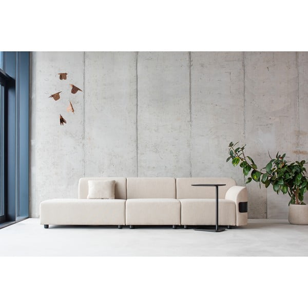 Cuscino grigio chiaro per divano componibile con rivestimento in lana e lino Hugg - Gazzda-image-2