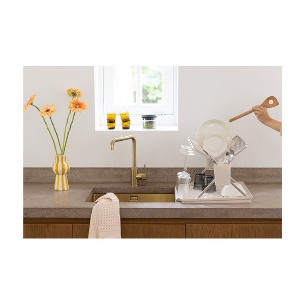 Scolapiatti a due piani beige in metallo 42x51 cm – Brabantia-image-1