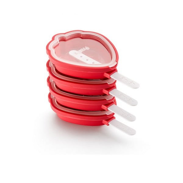 Set di 4 stampi per gelato in silicone rosso a forma di fragola - Lékué