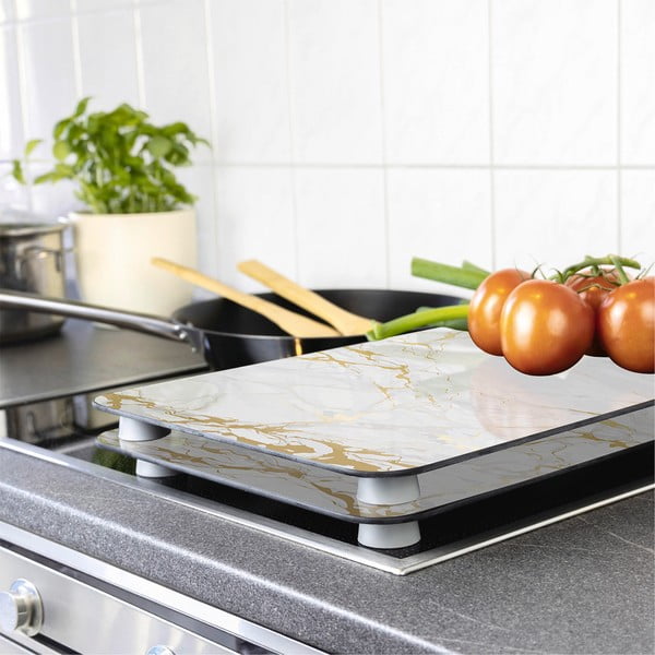 Set di 2 copri stufe in vetro in marmo bianco-oro, 52 x 30 cm Universal - Wenko-image-1