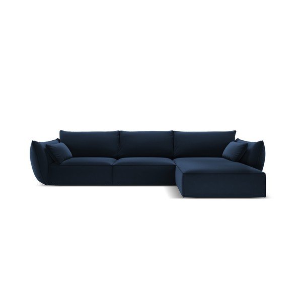 Divano angolare blu scuro (con penisola a destra/con chaise lounge) con rivestimento in velluto Vanda – Mazzini Sofas