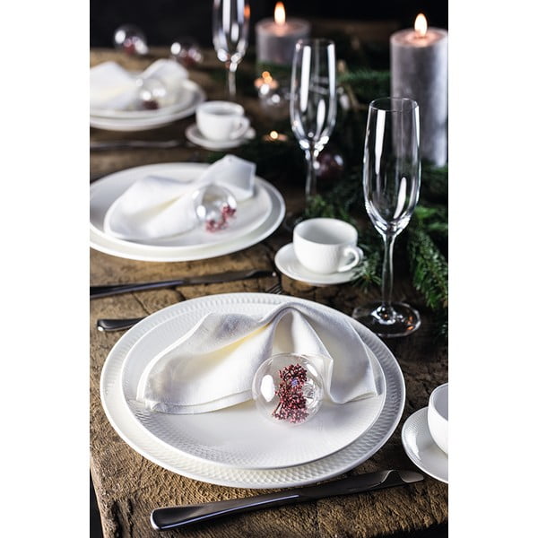 Tazza in porcellana bianca con piattino Diamonds, 280 ml - Maxwell & Williams-image-1