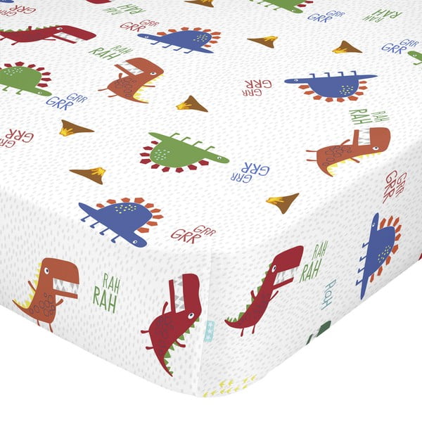 Lenzuolo di cotone per bambini, 90 x 200 cm Funnysaurus - Moshi Moshi