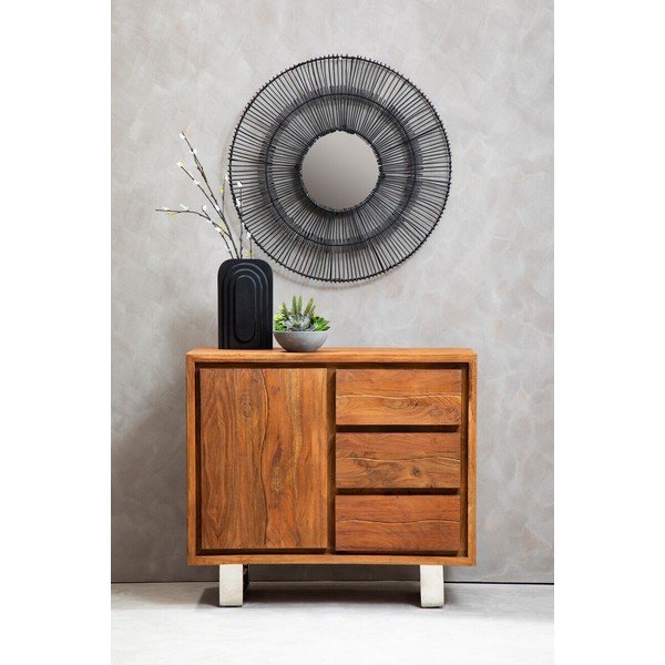 Credenza colore naturale scuro in acacia massiccia 92x82x40 cm Simla – Premier Housewares-image-4