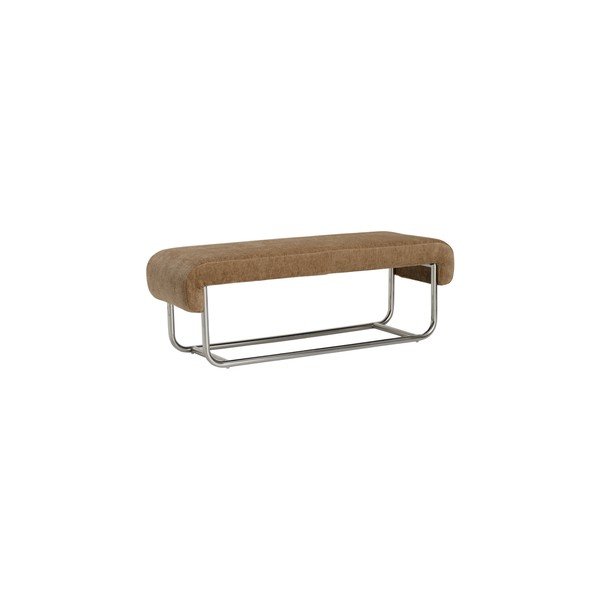 Panchina marrone in metallo/in imbottito con rivestimento in ciniglia Mindy – Ellos Home-image-2