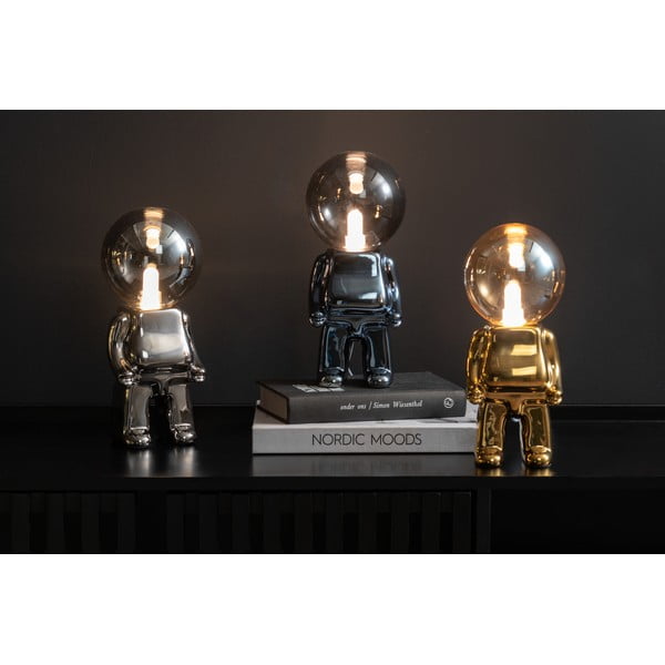 Lampada da tavolo dimmerabile a LED grigia con paralume in vetro (altezza 27 cm) Ross - Leitmotiv-image-1