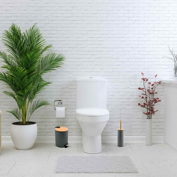 Cestino per la spazzatura grigio scuro in acciaio con pedale 3 l   Adonis – Spirella-image-1