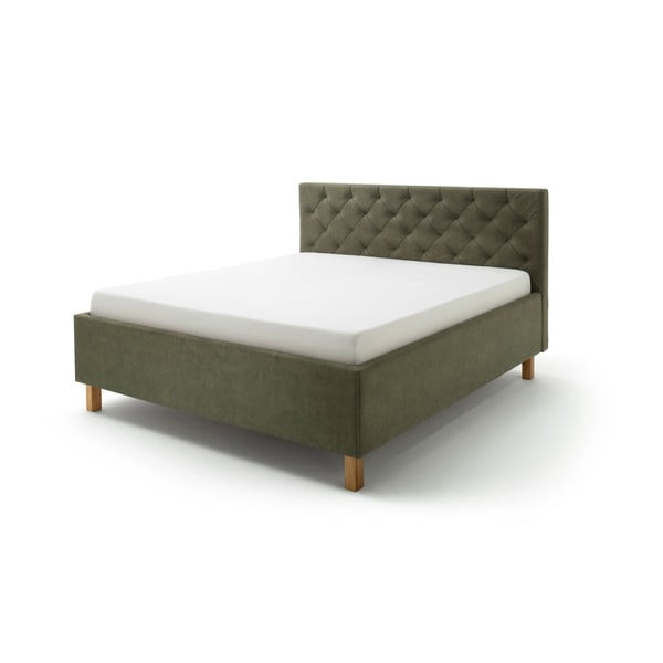 Letto matrimoniale imbottito verde con vano contenitore con griglia 160x200 cm San Remo - Meise Möbel