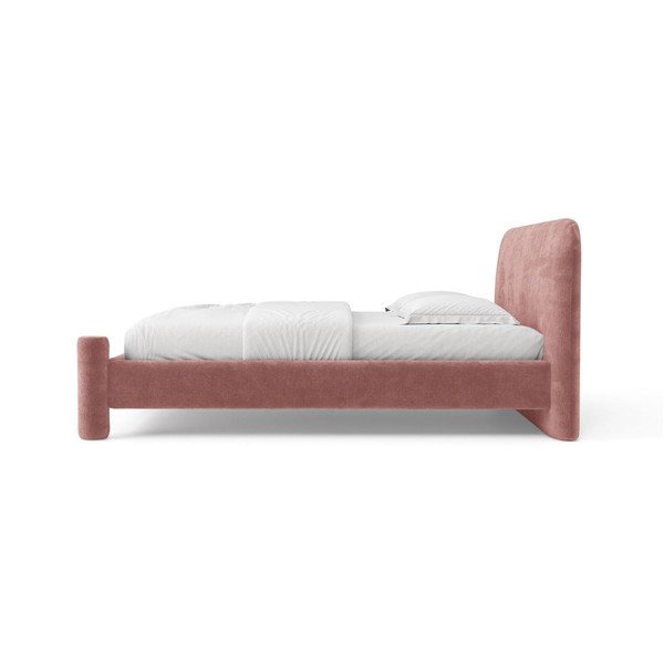 Letto matrimoniale imbottito rosa con rete inclusa 140x200 cm Vera – Micadoni -image-3