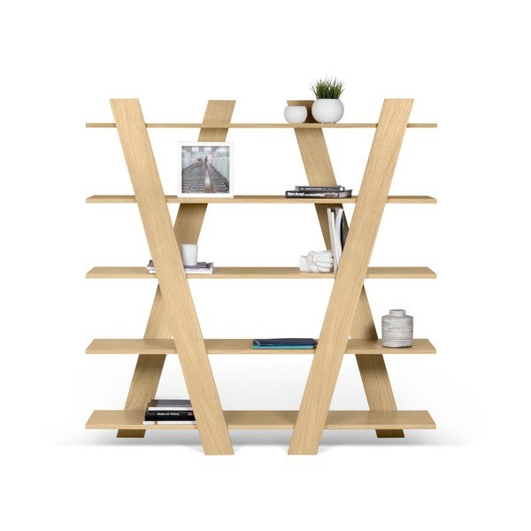 Libreria in rovere decorato in colore naturale 156x160 cm Wind - TemaHome-image-2
