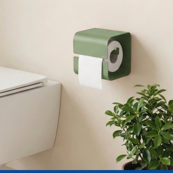 Porta carta igienica senza foratura verde in acciaio con aggancio Turbo-loc Lizan – Wenko-image-1