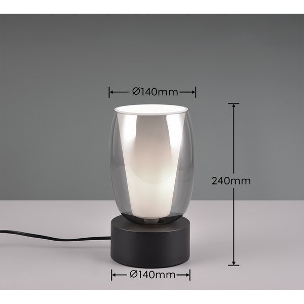 Lampada da tavolo con paralume in vetro nero e argento (altezza 24 cm) Barret - Trio Select-image-2