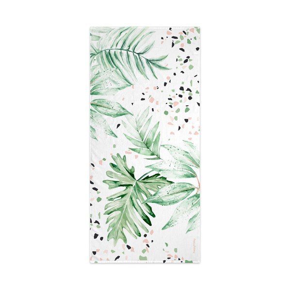 Telo da bagno bianco-verde 70x150 cm Delicate - Happy Friday