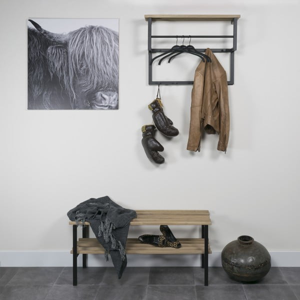 Attaccapanni da parete nero/di colore naturale in metallo con scaffale 71 cm Rizzoli – Spinder Design-image-3