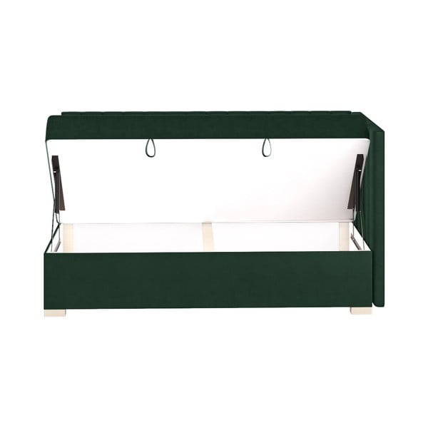 Letto da bambini con sponde verde scuro con contenitore con materasso incluso 90x200 cm Snugi – Ghado-image-4