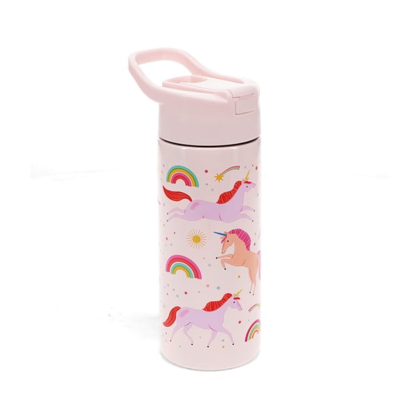 Bottiglia per bambini rosa chiaro in acciaio inox 500 ml Unicorn – Rex London
