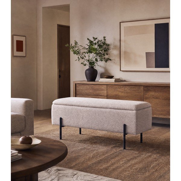 Panca beige in tessuto bouclé Watford - House Nordic-image-4
