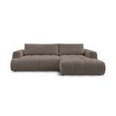 Divano angolare grigio tortora allungabile e con contenitore (penisola a destra/chaise lounge) con rivestimento in ciniglia Fuji – Bobochic Paris