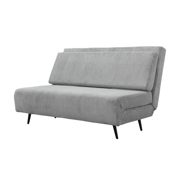 Divano letto in velluto a coste grigio chiaro 140 cm Mallory - Støraa-image-2