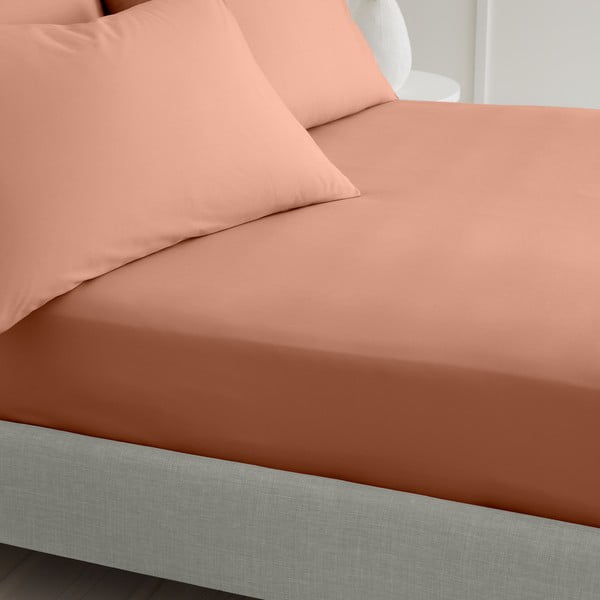 Lenzuolo con angoli color terracotta in percalle di cotone 90x190 cm Cotton Percale – Bianca-image-2