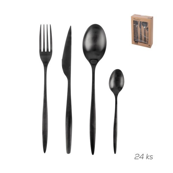 Posate nere in acciaio inox 24 pz – Orion-image-3