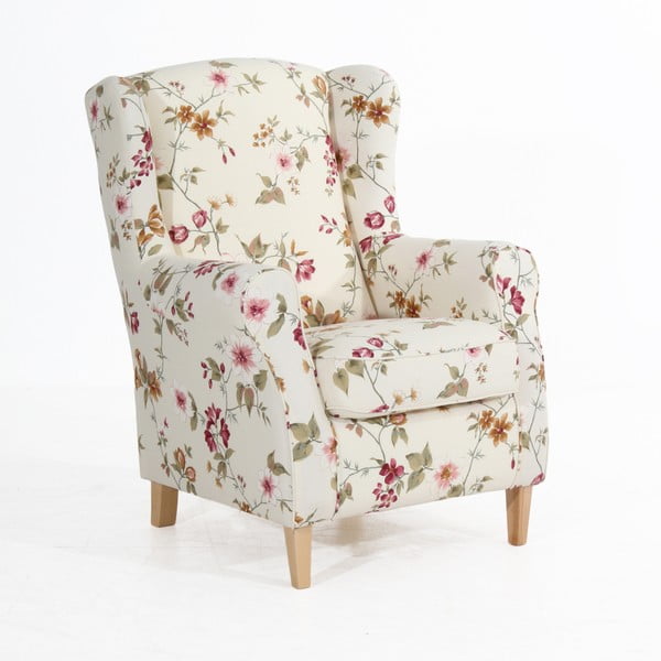 Poltrona a fiori bianchi e crema Lorris - Max Winzer-image-2
