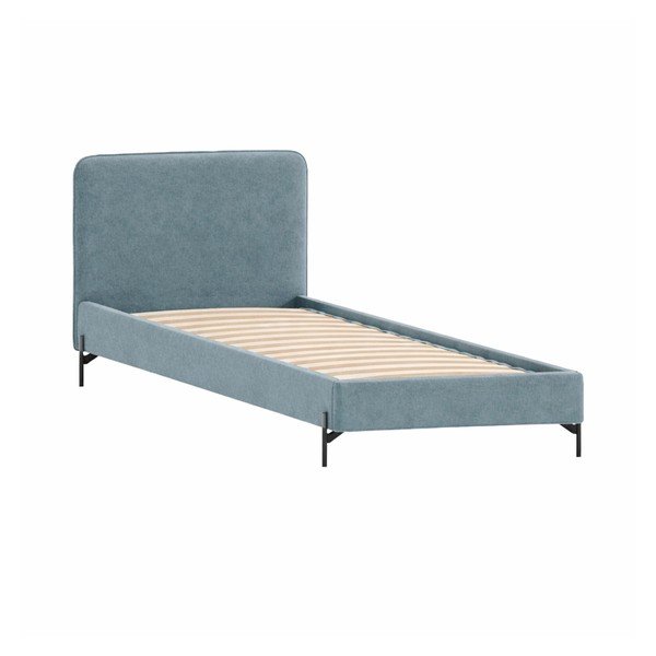 Letto singolo imbottito azzurro con griglia 90x200 cm Barker - Ropez