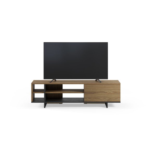 Mobile TV nero/di colore naturale con effetto rovere 160x44x36 cm Cequoia – Marckeric-image-2