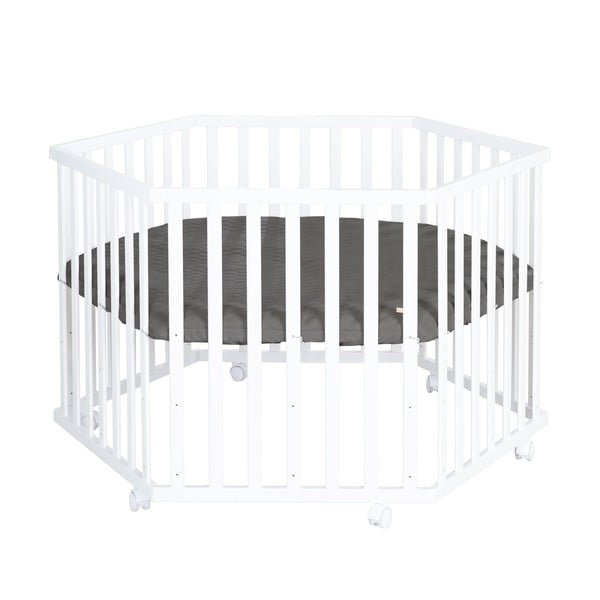 Lettino bianco con altezza regolabile e ruote 112x97 cm – Roba