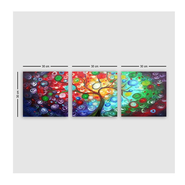 Dipinti in set di 3 pezzi 30x30 cm Tree of Life - Wallity-image-2