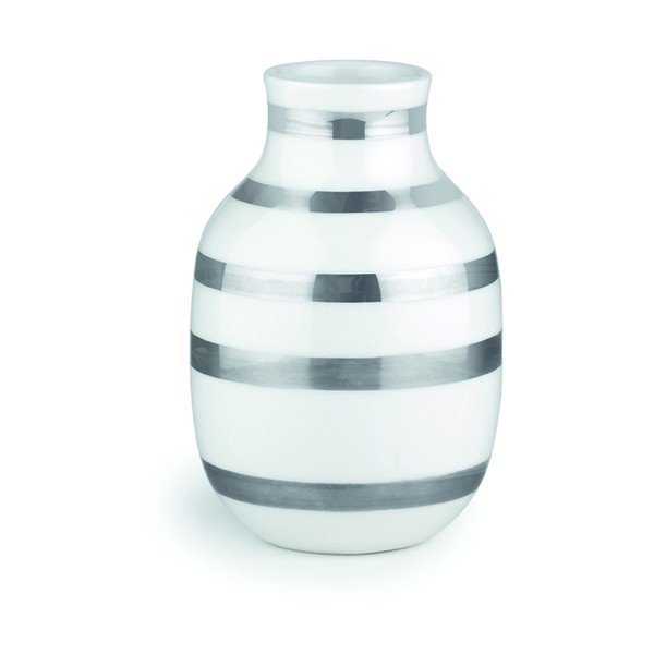 Vaso in gres bianco con dettagli in argento Omaggio, altezza 12,5 cm - Kähler Design