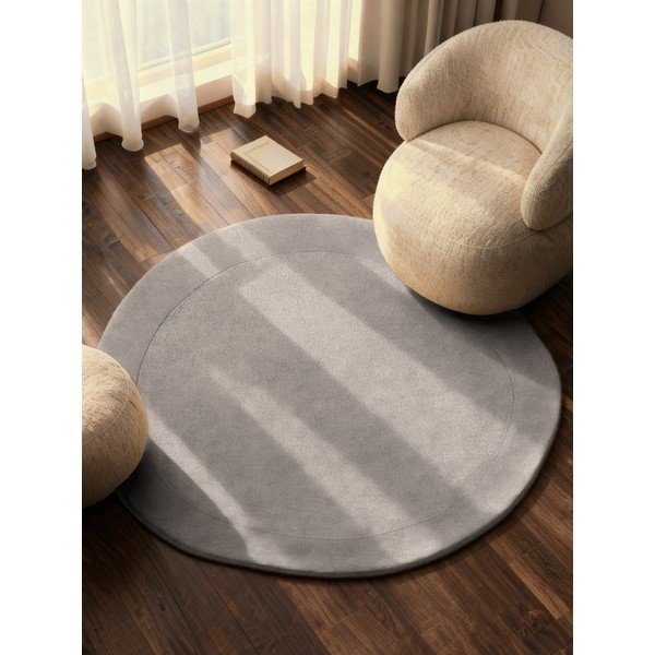 Tappeto rotondo grigio in misto lana tessuto a mano ø 160 cm Kari Organic – Villeroy&Boch-image-1