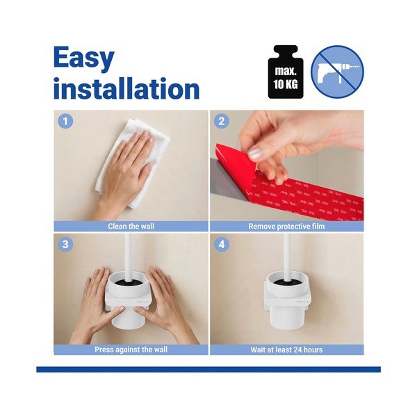 Scopino WC senza foratura bianco in plastica con aggancio Turbo-loc Lizan – Wenko-image-4