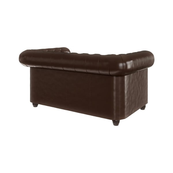 Divano letto marrone scuro in similpelle 148 cm York - Ropez-image-2