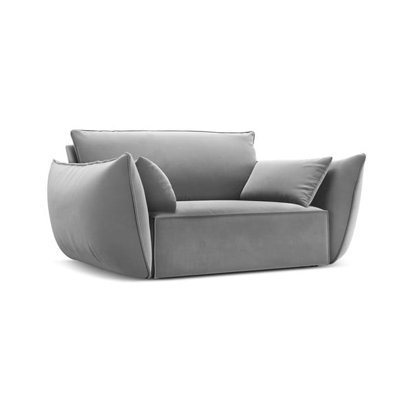 Poltrona grigio chiaro con rivestimento in velluto Vanda – Mazzini Sofas