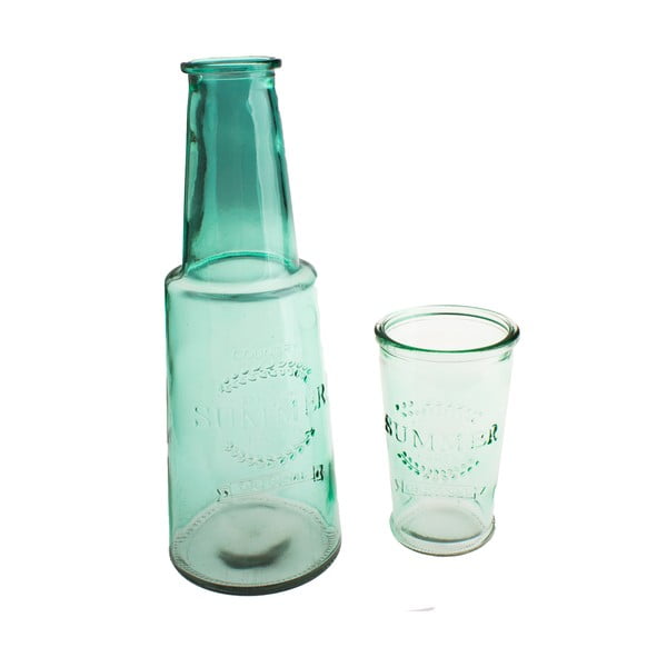 Caraffa in vetro verde con bicchiere, 800 ml - Dakls