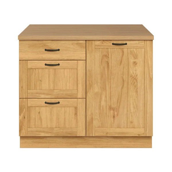 Isola da cucina colore naturale chiaro in pino massiccio 100x86,5x62 cm Teramo – Støraa
