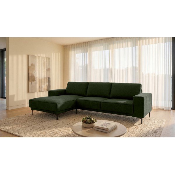 Divano angolare verde (con penisola a sinistra/con chaise lounge) con rivestimento in ciniglia Copenhagen – Scandic-image-1