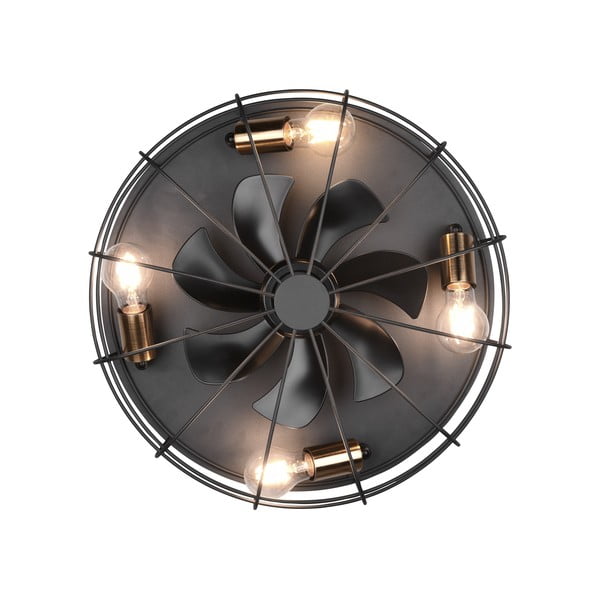Plafoniera nera opaca con telecomando e ventilatore Trondheim – Trio-image-4