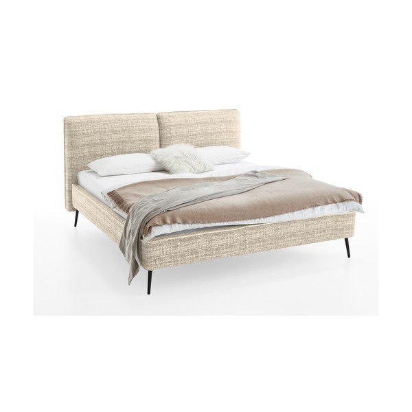 Letto matrimoniale imbottito beige rete non inclusa 180x200 cm Infinity – Meise Möbel-image-3