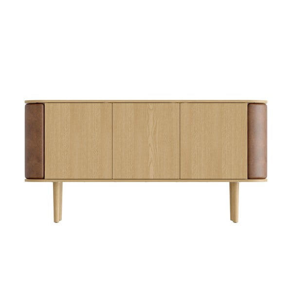 Cassettiera bassa in rovere decorato in colore marrone chiaro-naturale 150x75 cm Treasures - UMAGE-image-3