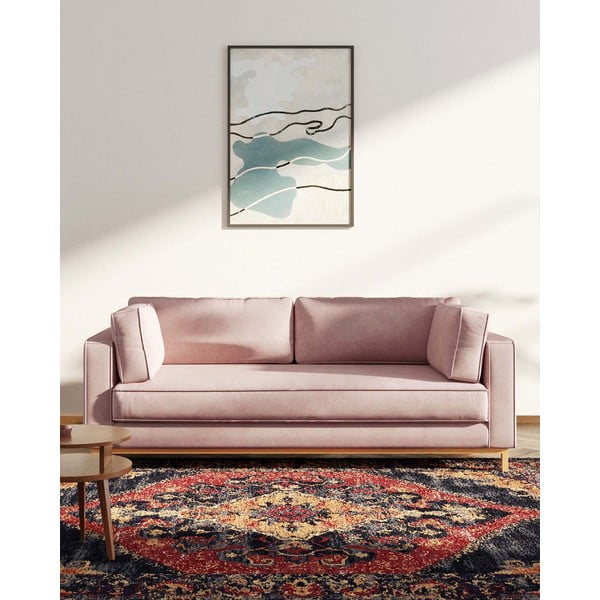 Divano in velluto rosa chiaro 222 cm Celerio - Ame Yens-image-3