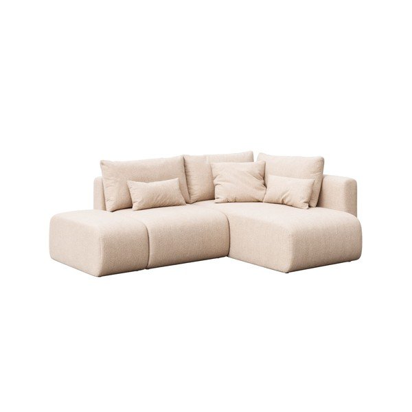 Divano angolare beige allungabile/con contenitore (con penisola a destra/con chaise lounge) Lumine – Ghado-image-2