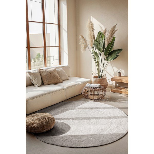 Tappeto rotondo bianco in iuta reversibile/tessuto a mano ø 140 cm Braided – Hanse Home-image-1